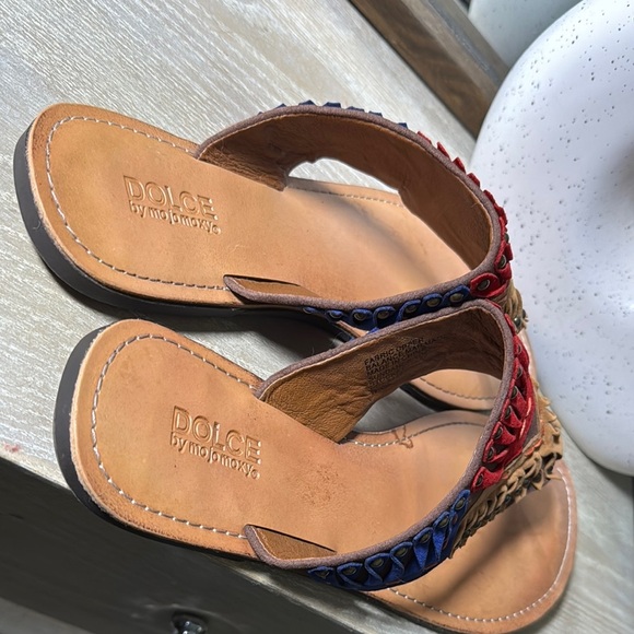 Dolce Vita Red and Blue Sandals with Metallic Accents - Picture 3 of 5